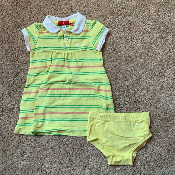 🎉 PUMA Baby Girl Yellow Stripe Polo Dress, size 18m - Picture 2 of 4
